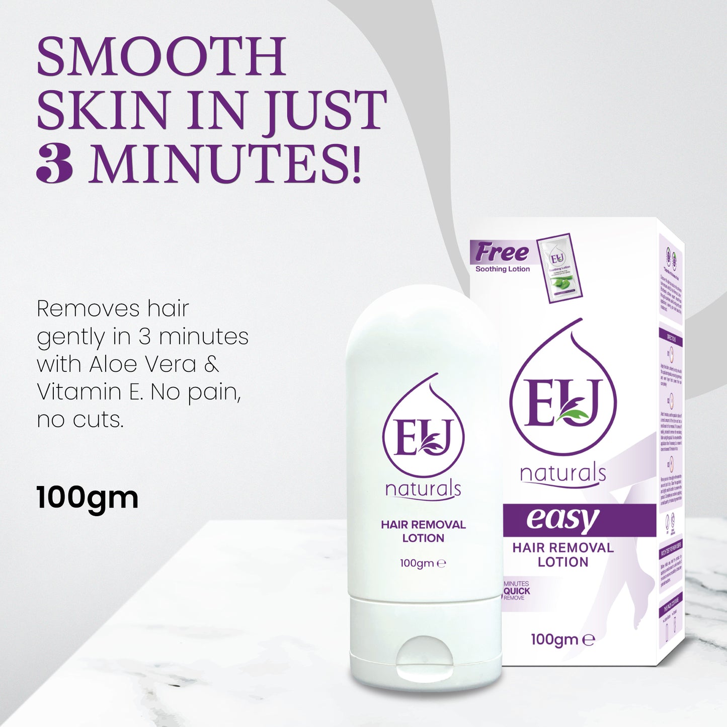 EU Easy Hair Removal Lotion 100gm - Smooth Skin in Just 3 Minutes!