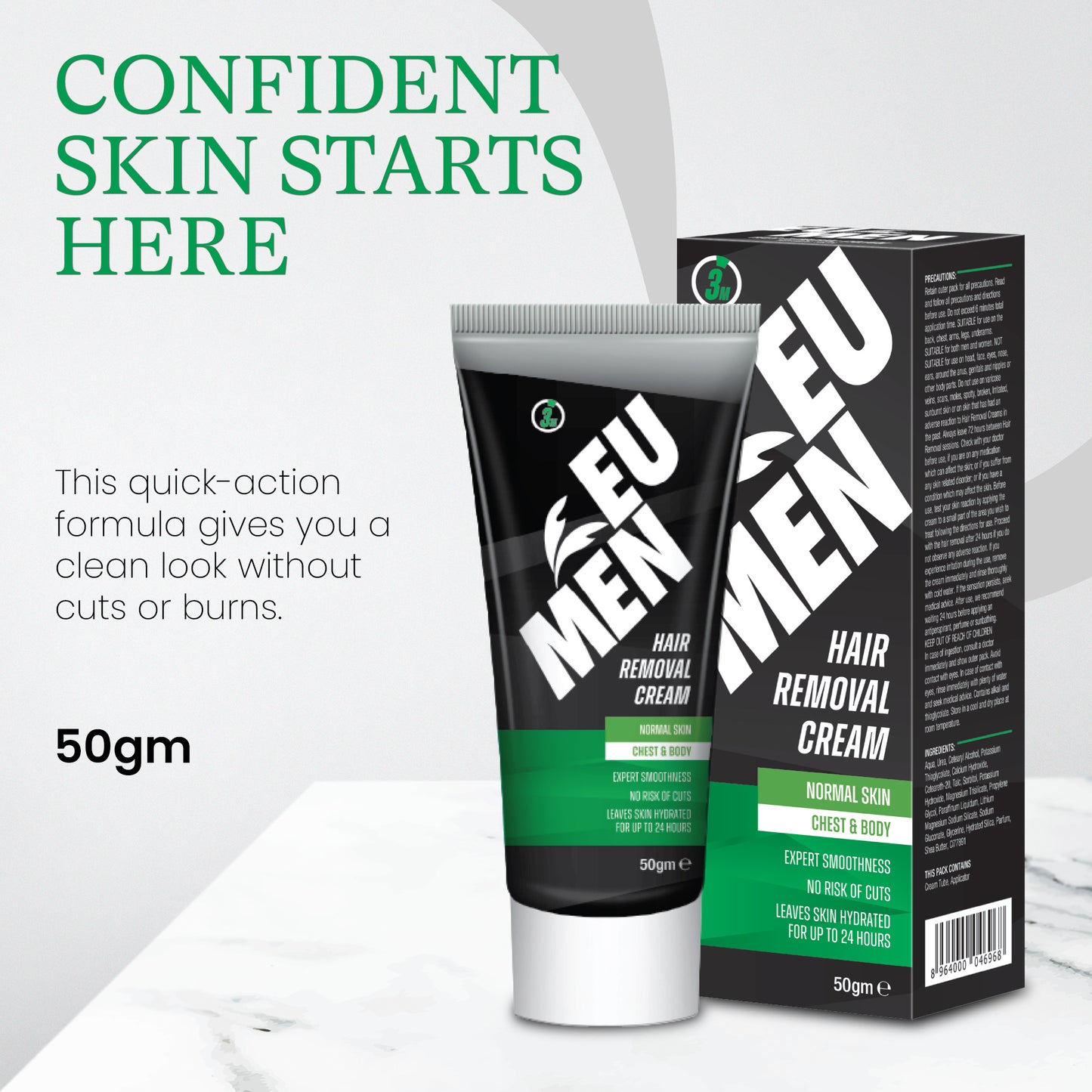 EU Men Hair Removing Cream (50g Tube - Normal Skin)